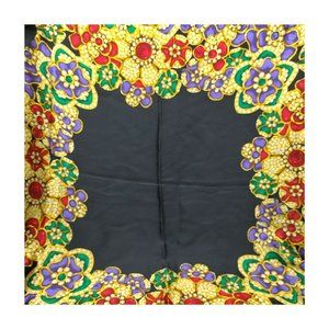 AUTHENTIC Chanel Scarf Black Silk 100% Jeweled Jewels Jewelry Design 90 cm RARE